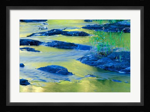 Framed Summer Reflections in the Waters of the Lamprey River, New Hampshire Print