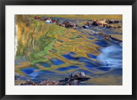 Framed Fall Reflections in the Waters of the Lamprey River, New Hampshire Print