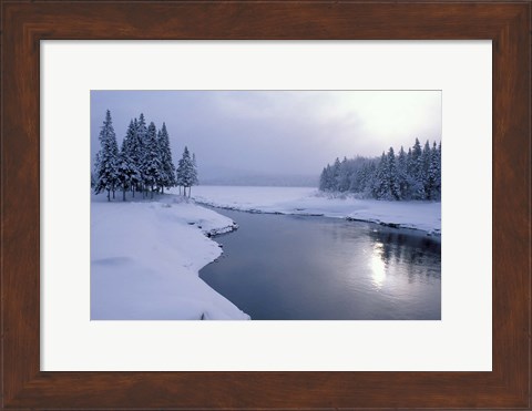 Framed Snow on the Shores of Second Connecticut Lake, Northern Forest, New Hampshire Print