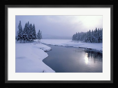 Framed Snow on the Shores of Second Connecticut Lake, Northern Forest, New Hampshire Print