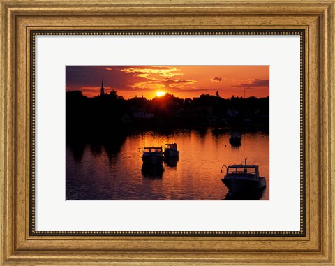 Framed Sunset on Boats in Portsmouth Harbor, New Hampshire Print