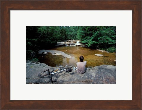 Framed Mountain Biking, Swift River, White Mountain National Forest, New Hampshire Print