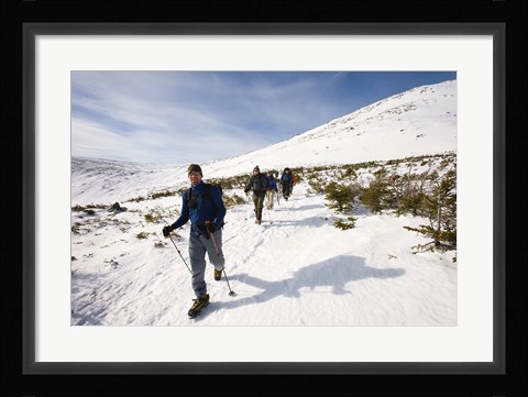 Framed Winter Hiking near Lion Head, Mount Washington, White Mountain National Forest, New Hampshire Print
