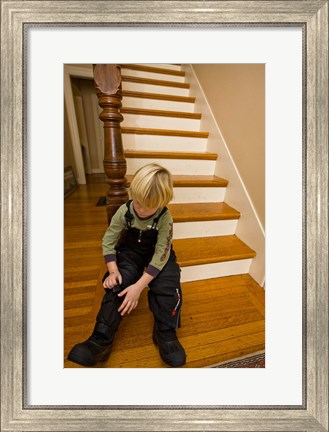 Framed Child, winter in Portsmouth, New Hampshire Print