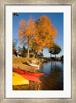 Framed Kayaks, Lake Winnipesauke, New Hampshire Print