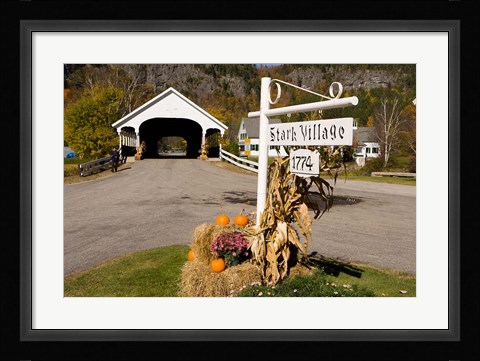 Framed Covered Bridge in downtown Stark, New Hampshire Print