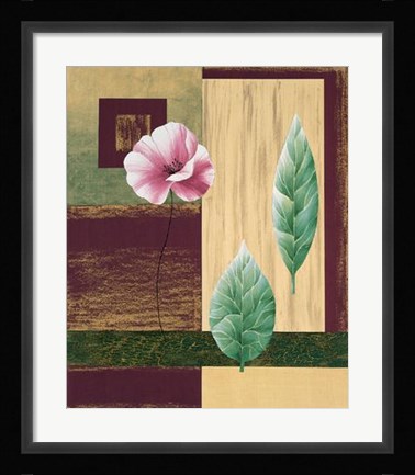 Framed Coquelicots et Feuilles I Print