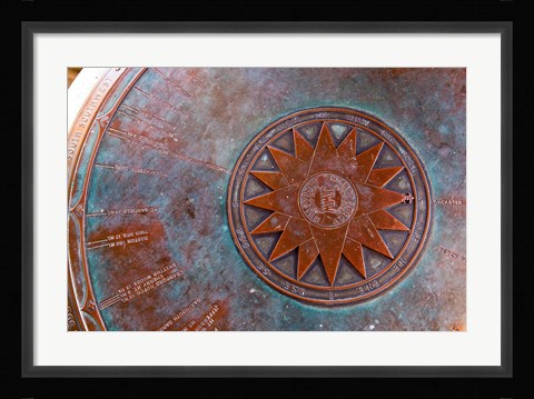 Framed Brass compass, New Hampshire Print