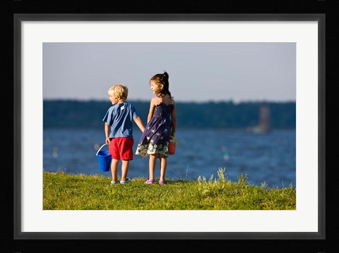 Framed Children, Odiorne State Park, New Hampshire Print