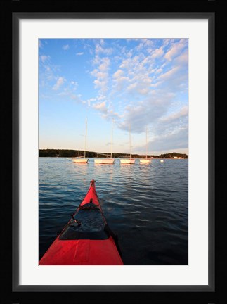 Framed Kayak, sailboats, Portsmouth, New Hampshire Print