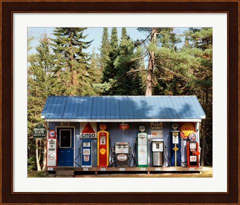 Framed Gas station, New Hampshire Print