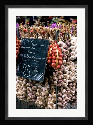 Framed Ropes of Garlic in Local Shop, Nice, France Print