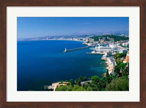 Framed Aerial View of the Port, Nice, France Print