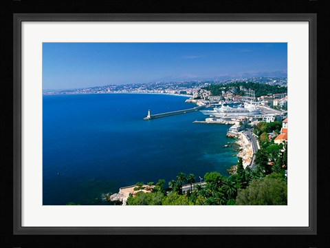 Framed Aerial View of the Port, Nice, France Print