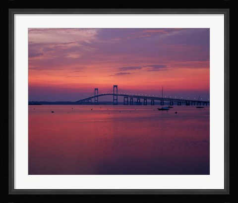 Framed Newport Bridge at sunset, Newport, Rhode Island Print