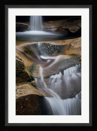 Framed New Hampshire, White Mountains National Forest. Detail of Sabbaday Falls. Print