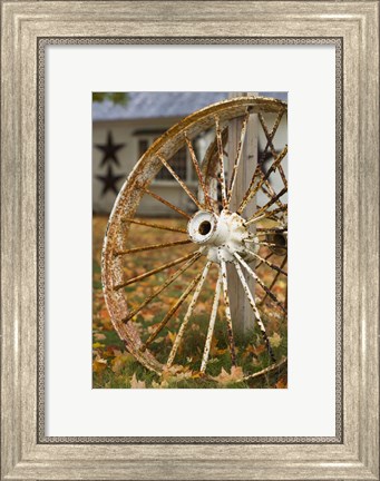 Framed New Hampshire, Lake Winnipesaukee, Moultonborough, old wagon wheel Print