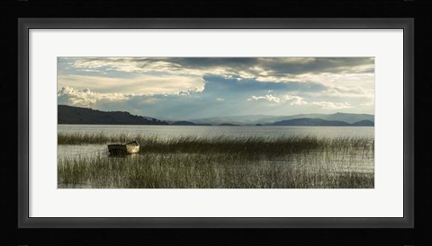Framed Boat at Rest on Lake Titicaca, Bolivia Print
