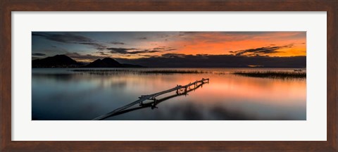Framed Weathered Jetty at Sunset, Copacabana, Lake Titicaca, Bolivia Print