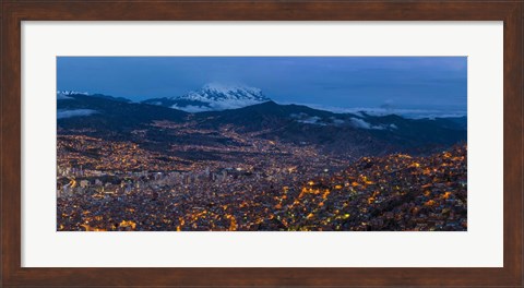 Framed Aerial view of El Alto at Night, La Paz, Bolivia Print