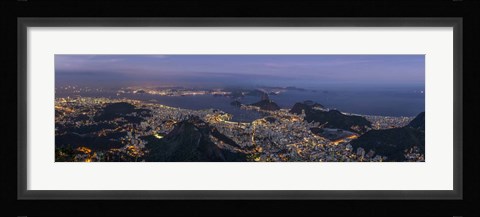 Framed Aerial view of city from Christ the Redeemer, Corcovado, Rio de Janeiro, Brazil Print