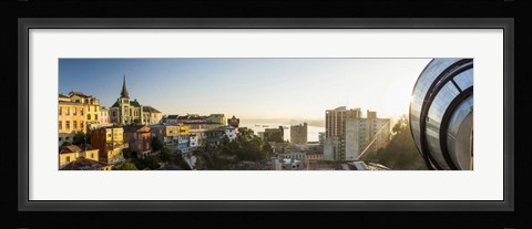 Framed Ascensor Reina Victoria at Dawn, Cerro Concepcion, Valparaiso, Chile Print