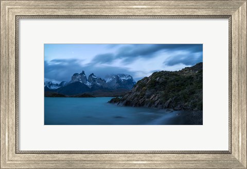 Framed Lake with Mountain, Lake Pehoe, Torres de Paine National Park, Patagonia, Chile Print
