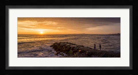 Framed View of Pacific ocean at dusk, Playa Waikiki, Miraflores District, Lima, Peru Print