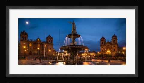 Framed Fountain at La Catedral, Plaza De Armas, Cusco City, Peru Print