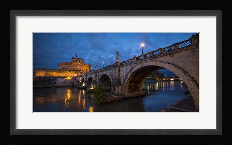 Framed Ponte Sant'Angelo over river with Hadrian's Tomb in the background, Rome, Lazio, Italy Print