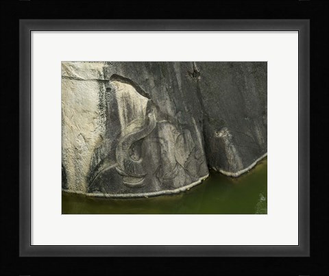 Framed Elephant Carved into Rock, Anuradhapura, Sri Lanka Print