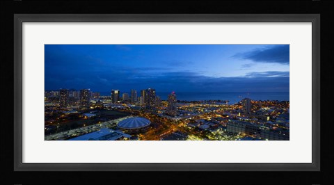 Framed Downtown Honolulu at Night, Oahu, Hawaii Print