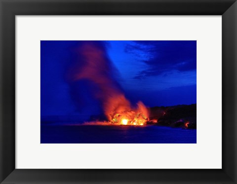 Framed Lava Flowing Into Ocean, Hawaii Volcanoes National Park, Big Island, Hawaii Print