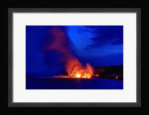 Framed Lava Flowing Into Ocean, Hawaii Volcanoes National Park, Big Island, Hawaii Print