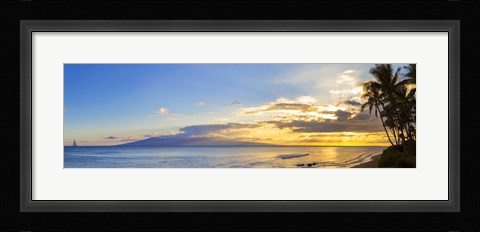 Framed Palm Trees at Dusk, Maui, Hawaii Print