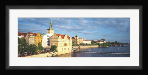Framed Waterfront, Prague, Czech Republic Print