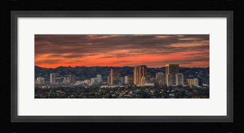 Framed Century City, Hollywood Hills, Los Angeles, California Print