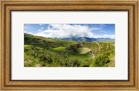 Framed Circular Inca Terraces of Moray, Machupicchu, Peru Print