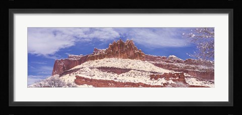 Framed Snow Covered Cliff in Capitol Reef National Park, Utah Print