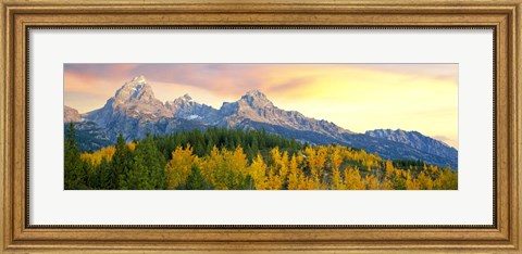 Framed Sunrise Over Mountain Range, Grand Teton National Park, Wyoming Print