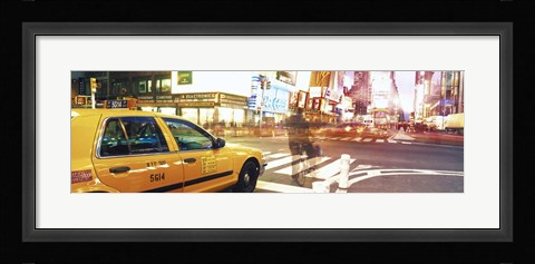 Framed Blurred Traffic in Times Square, New York City Print