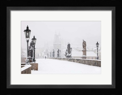 Framed Charles Bridge in Winter, Prague Print