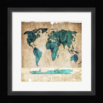 Framed Sea Map I Print