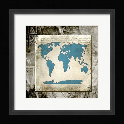 Framed Sea Map II Print