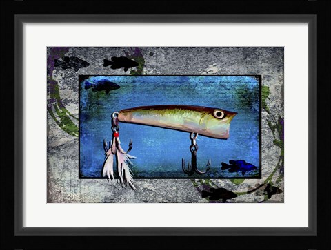 Framed Fishing - Bass Lure Poppy Print