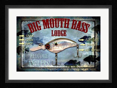 Framed Fishing - Big Mouth Lodge Print