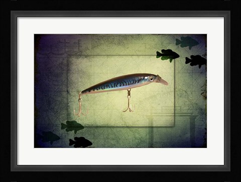 Framed Fishing - Deep Blue Print