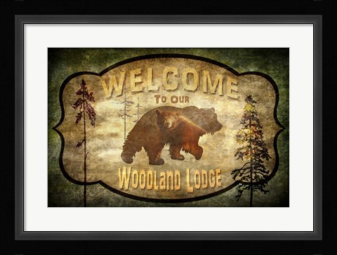 Framed Welcome - Lodge Bear Print