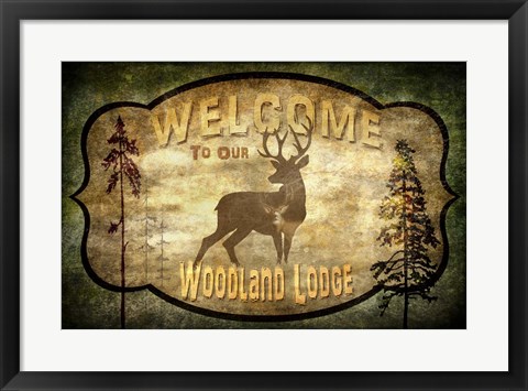 Framed Welcome - Lodge Deer Print