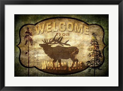 Framed Welcome - Lodge Elk Print
